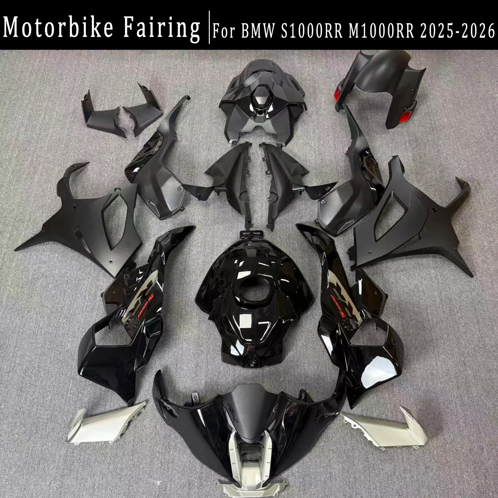 for BMW S1000 RR 1000RR 2025-2026 ABS plastic fairing set body kit decorative parts plastic guard plate accessories bright black