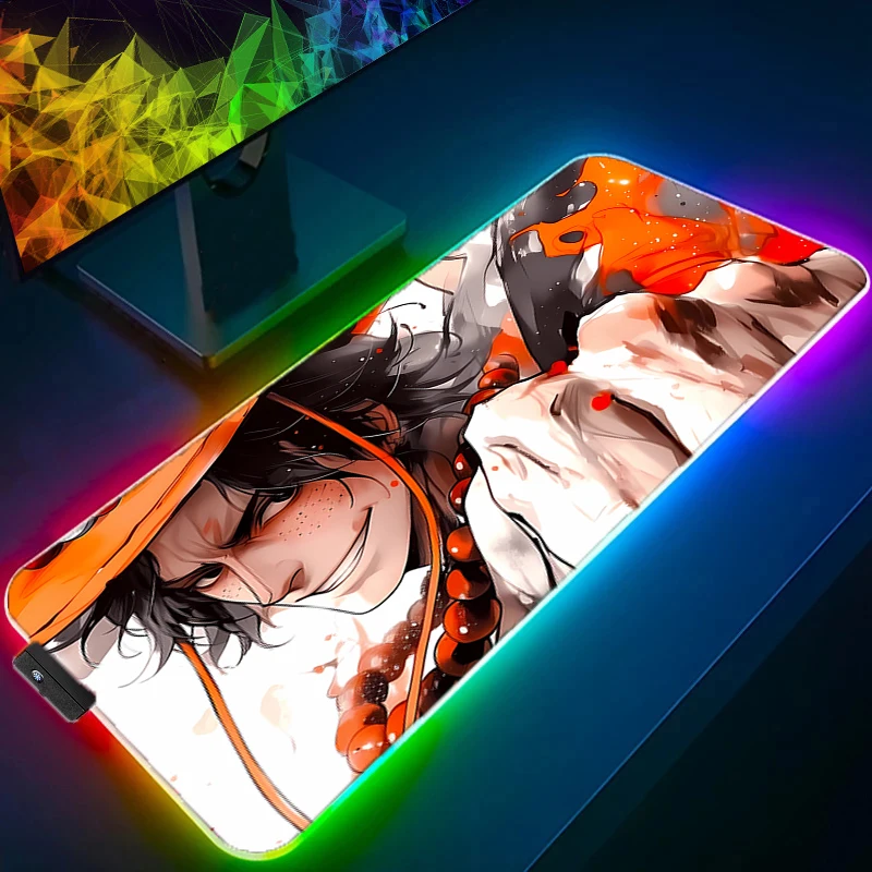 Rgb led mouse pad portátil uma peça portgas · d · ace teclado antiderrapante anime tablet almofada acessórios para pc mousepad tapete de mesa de jogos