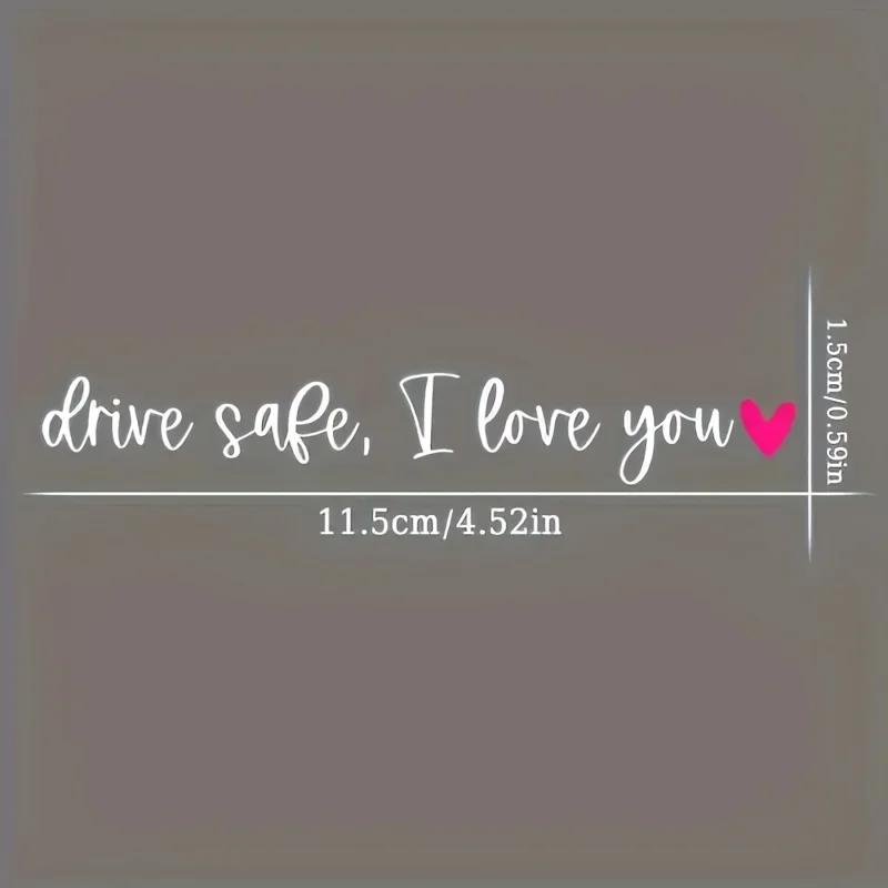 Drive Safe I Love You Heart Sticker Waterproof Vinyl Decal Car Rearview Mirror Safety Reminder Auto Decor