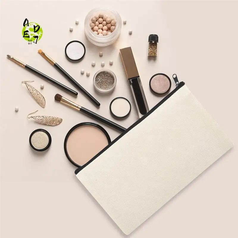 

AED7-100Pcs Pouch Canvas Bag Multi-Purpose Travel Toiletry Bag Canvas Zipper Pencil Case Makeup Bags