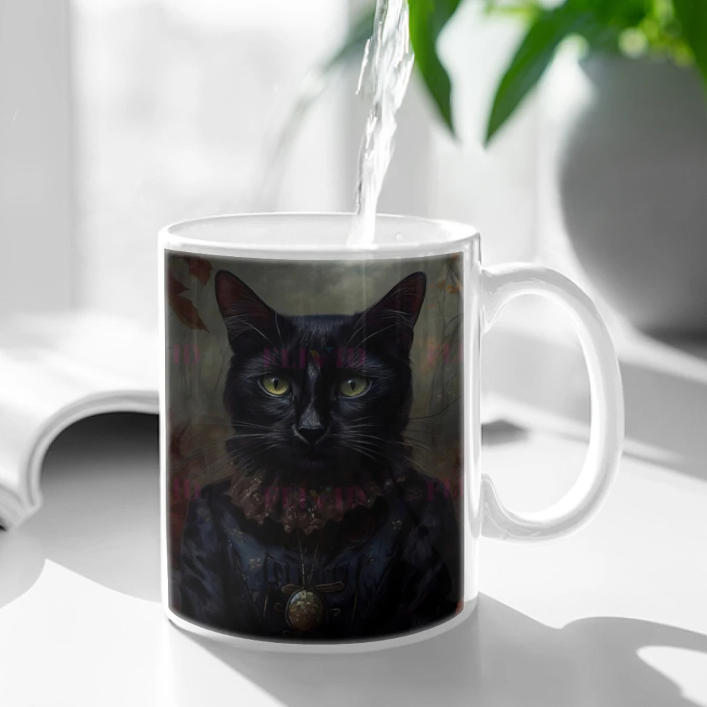 Black-Cat-Witch-And-Vampire-Cat-Gothic-Witchcraft-11oz Funny Ceramic Coffee Mug Tea Milk Cup For Novetly Creativity Gift