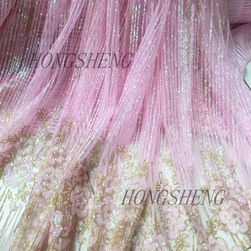 

Gold Powder Sequin Embroidered Mesh Fabric for DIY Sewing Wedding Dress Performance Costume Clothing Fashion Material Cloth