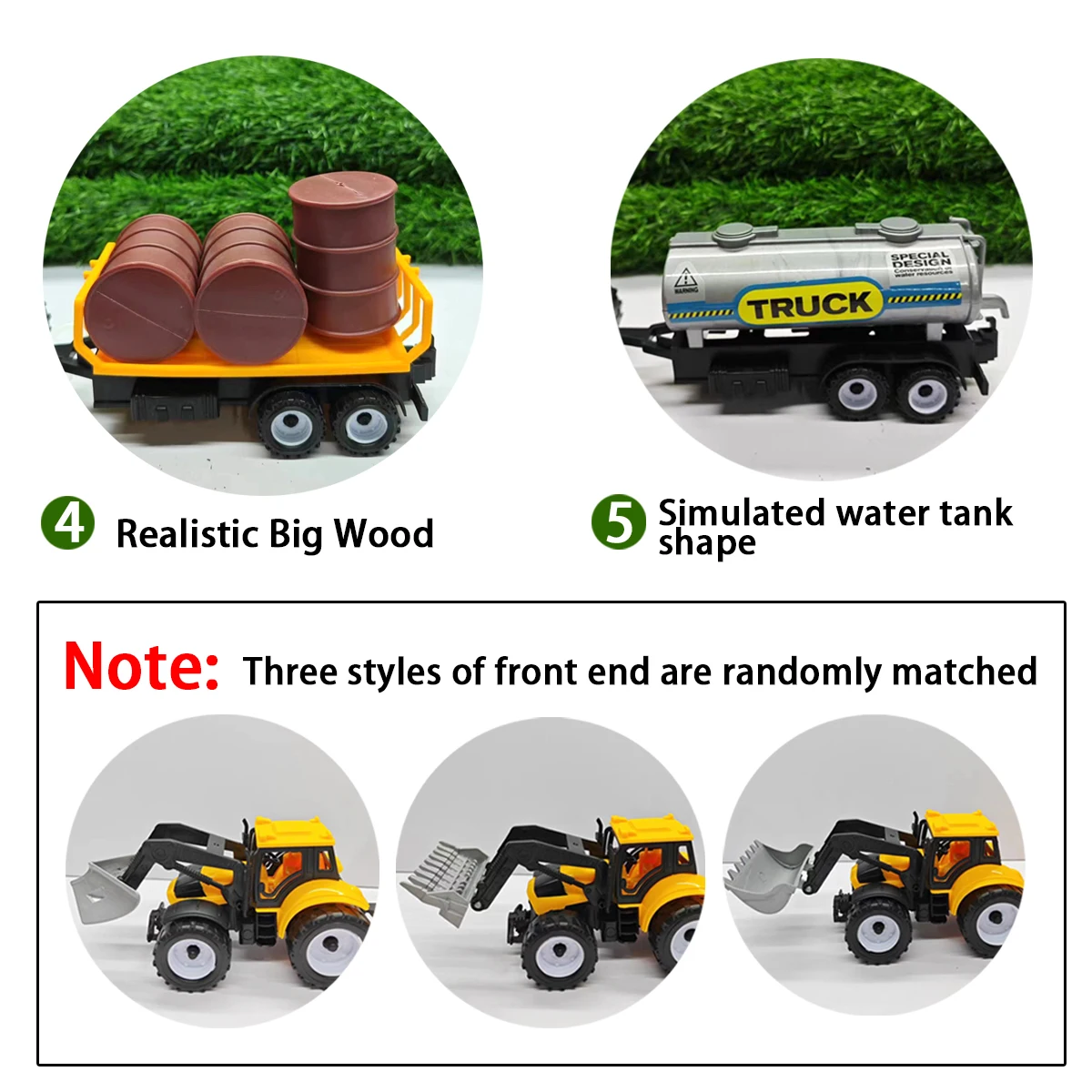 Large kidsren's engineering vehicle toy tractor inertia function tractor with betta farmer car wood car oil tank car boxed boy gift