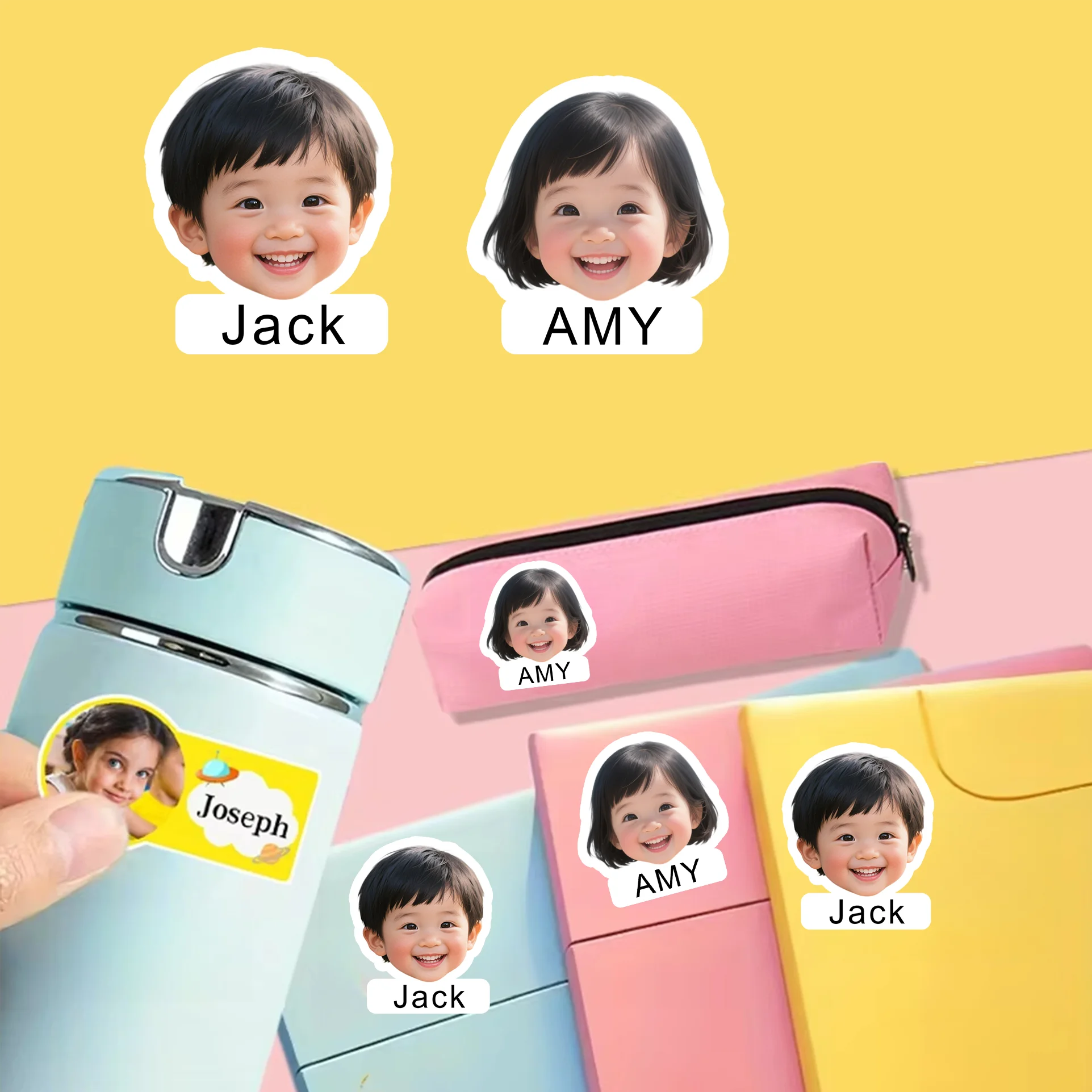Personalized photos Label Stickers Custom Name Stickers for Water Bottles, and Children's Stationery Waterproof good quality ZP1