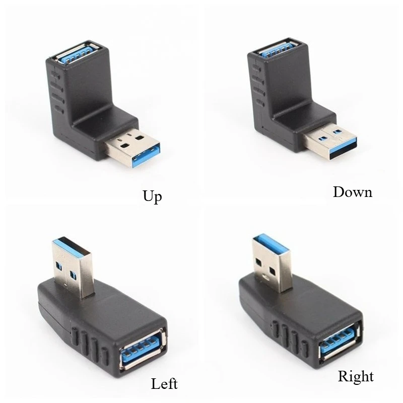 USB3.0 남성-여성 90도 직각 어댑터 위아래 왼쪽 오른쪽 각도 연장 케이블