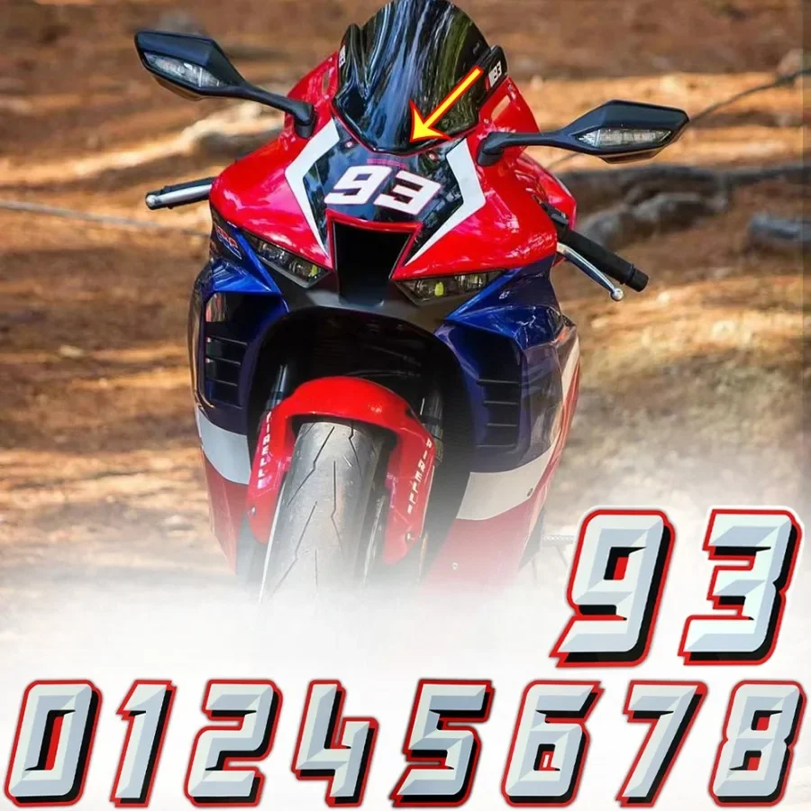Motocykl 0-9 numer odblaskowa naklejka dla MotoGP Ducati Honda Yamaha Suzuki Aprilia kask tylna klapa szyba przednia naklejka cyfrowa