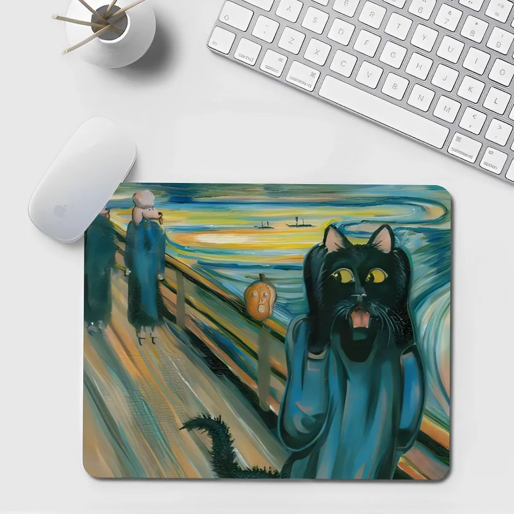 Claude Monet Van Gogh Funny Cat Art DIY Table Mat Student Mousepad Computer Keyboard Pad Games Pad Desk Mat for PC Mouse Carpet