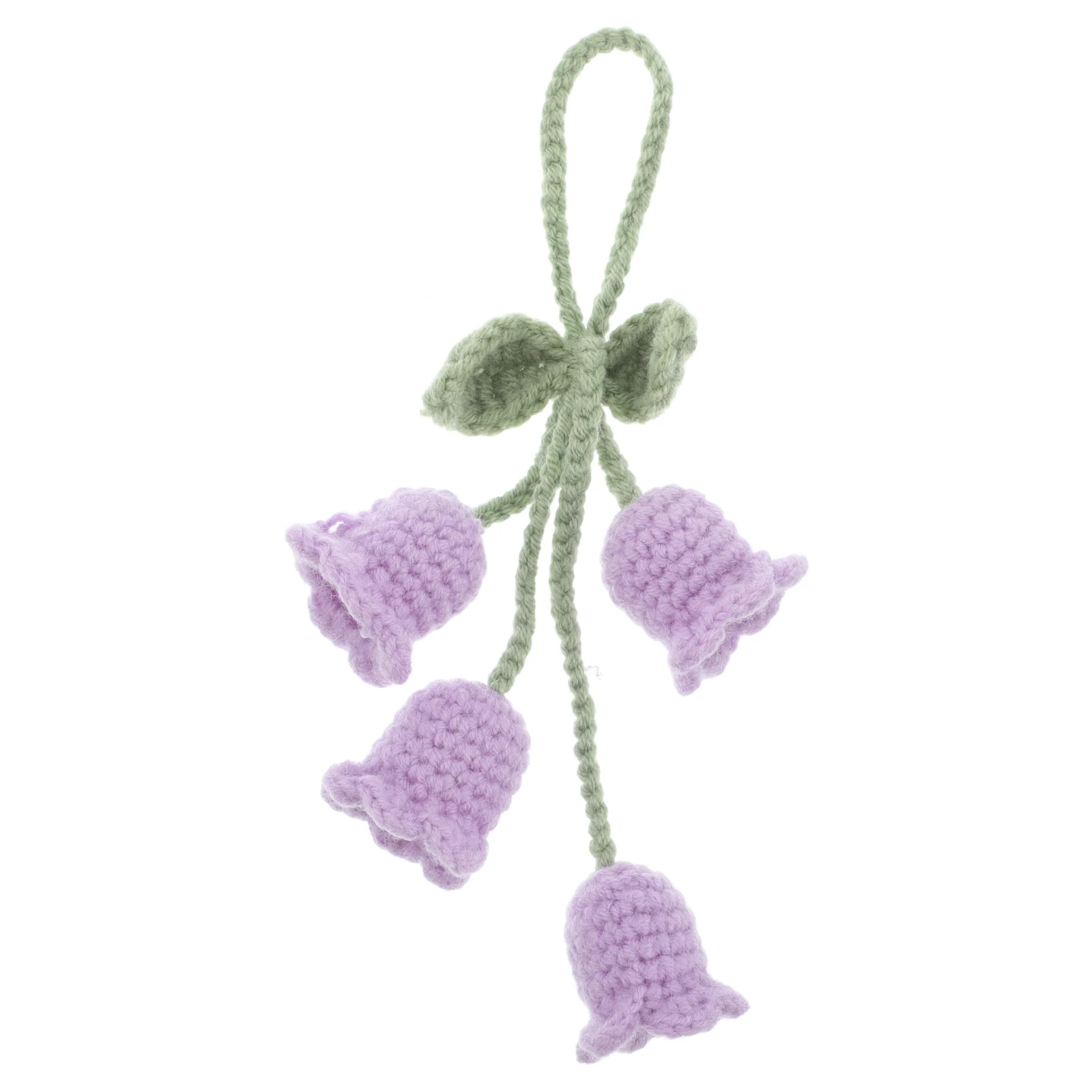 

Crochet Mirror Hanging Accessories Cute Orchid Flower Keychain Pendant For Car Rearview Mirror Purple Handmade Charm Bag