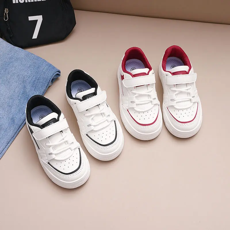 

Children's Little White Shoes, Boys and Girls Board Shoes 2024 Spring and Autumn New Children's Flat Bottom Low Top Casual Shoes