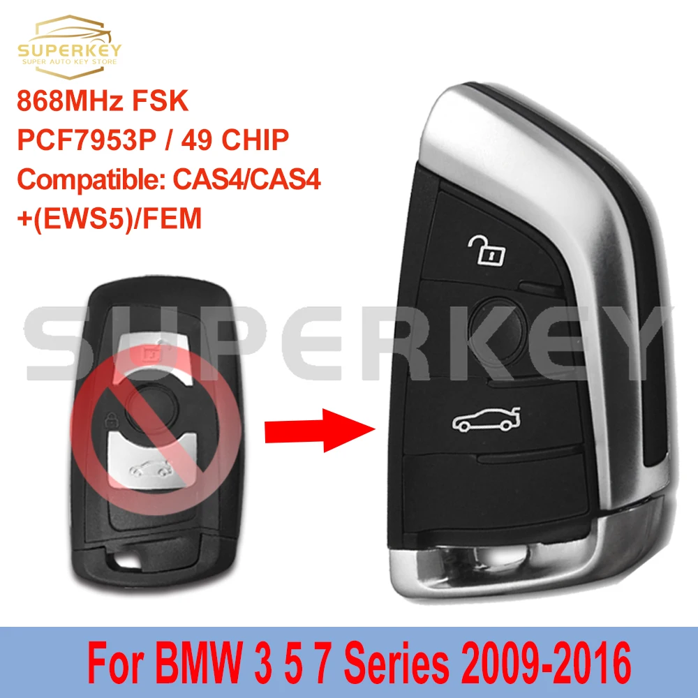 SUPERKEY PCF7953P Smart Key 868MHz FSK  MW 9337244-01 For BMW 3 Series 5 Series 7 Series 2009 2010 2011 2012 2013 2014 2015 2016