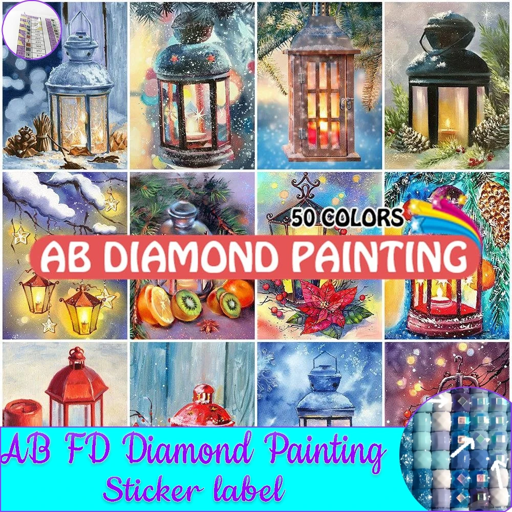 

Diamond Painting 50 Colors 5D Lights Embroidery AB Christmas Lantern Rhinestones Cross Stitch Landscape Set Art Home Wall Decor