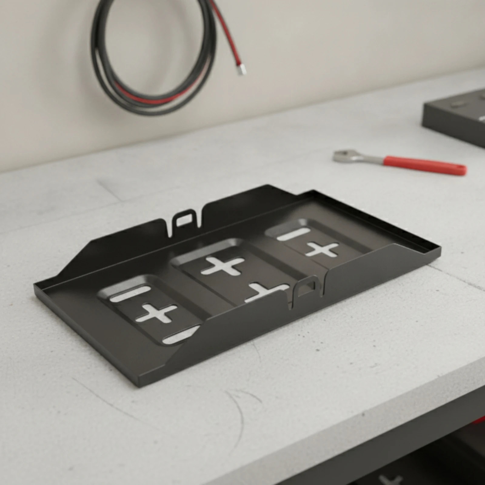 Battery Base Plate Coated Battery Tray Heavy-Duty Impact Resistant for Car Enthusiasts, Engine Bay, Automotive Repair