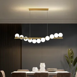 Modern Long Ceiling Chandelier Suspension Glass Balls G9 Led for Table Dining Room Kitchen Hanging Lamp Office Front Desk Lights