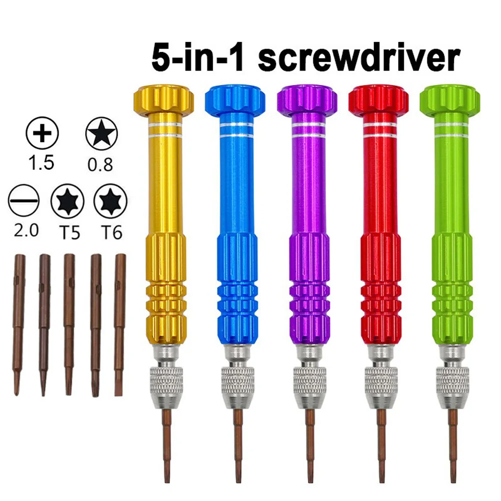 5 In 1 Precision Screwdriver Set 1.5/0.8/2.0/T5/T6 Cutter Head Screwdrivers Torx Screw Driver For Mobile Phone Repair Hand Tool