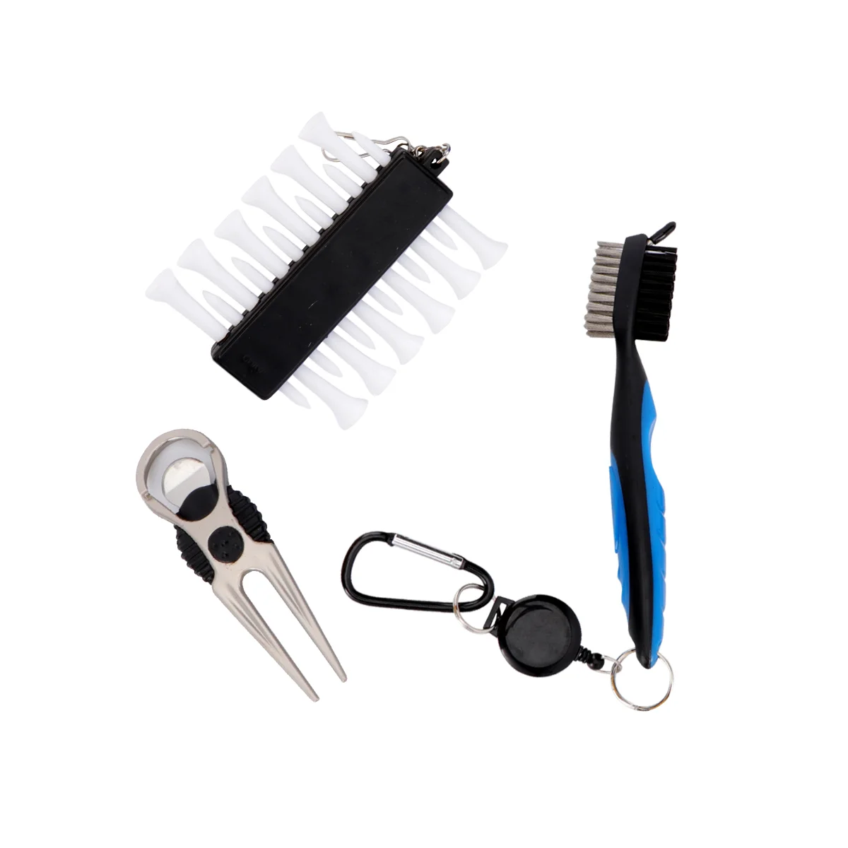 

3pcs Golf Tools Premium Brush Cleaner Divot Repair Tool Marker Tee Pack Plastic Travel Bag Attachment Easy Use