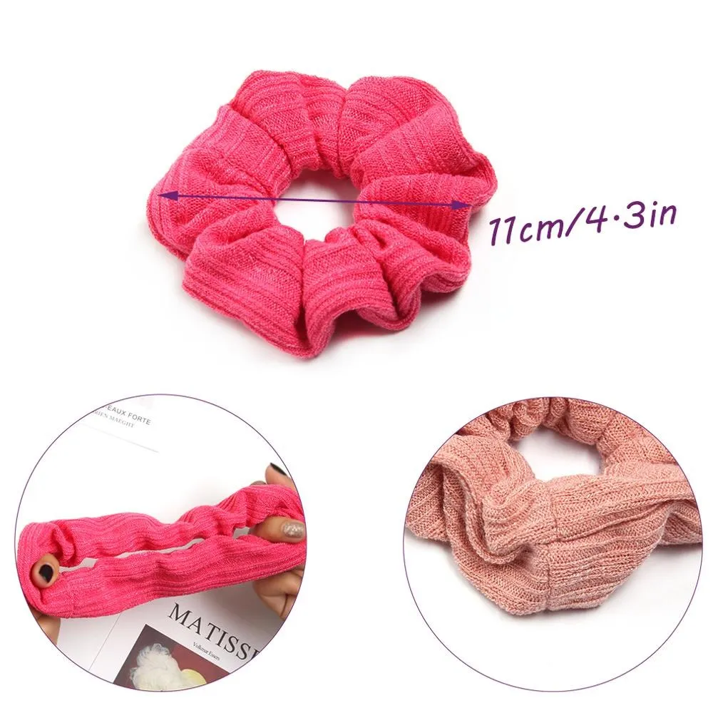 Fashion Women Hair Ties Knit Solid Color Hair Bands Elastic Striped Hair Scrunchies Casual ​Female Girl Hair Accessories 