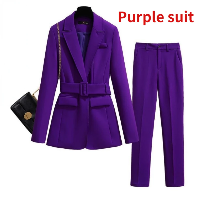 Blazer simple violet pour femmes, manteau de travail pour dames de bureau, à la mode, professionnel imbibé et simple, automne 2024