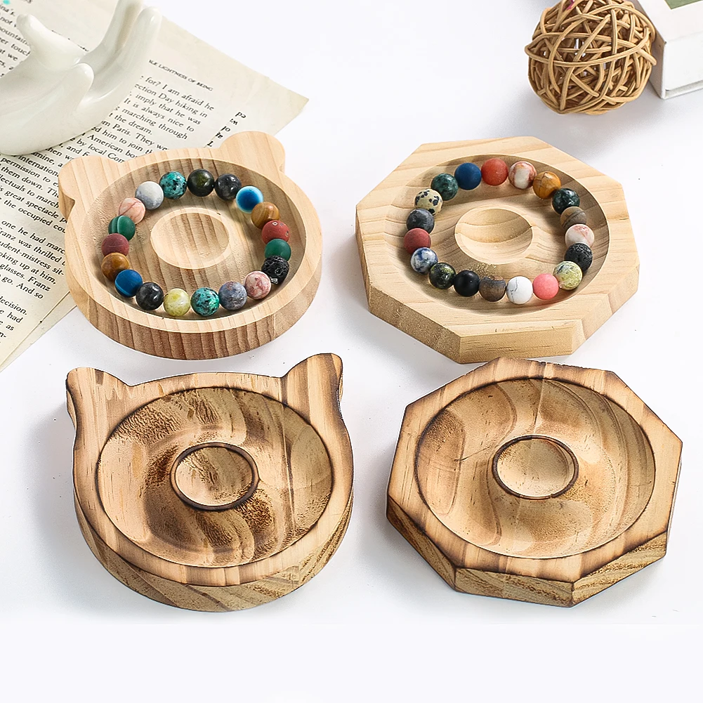 Bandeja de Exhibición de Madera Maciza con Diseño de Cuentas, Adecuada para Exhibición de Pulseras, para la Fabricación de Joyas, Manualidades con Collares, Bandejas de Exhibición Prácticas