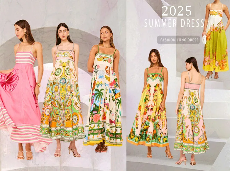 Nowa letnia sukienka z nadrukiem, temperamentna, na lato 2025