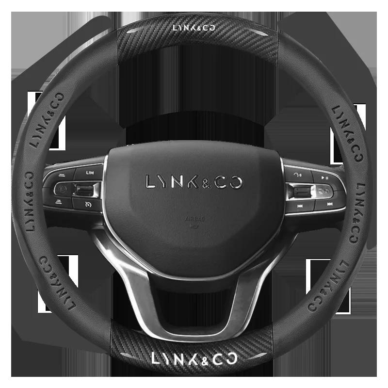 Carbon fiber Suede Leather Anti-slip Car Steering Wheel Cover For LYNK&CO 03 PHEV 05 09 PHEV 09 MHEV 01 06 02 03+ Accessories