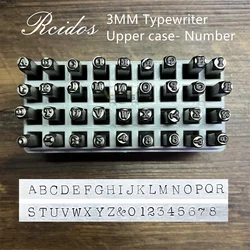 RCIDOS 3MM Typewriter UPPER CASE/lowercase/Numbers Letter Metal Stamp Set,Jewelry Steel punch letters Kit,36pcs/BOX