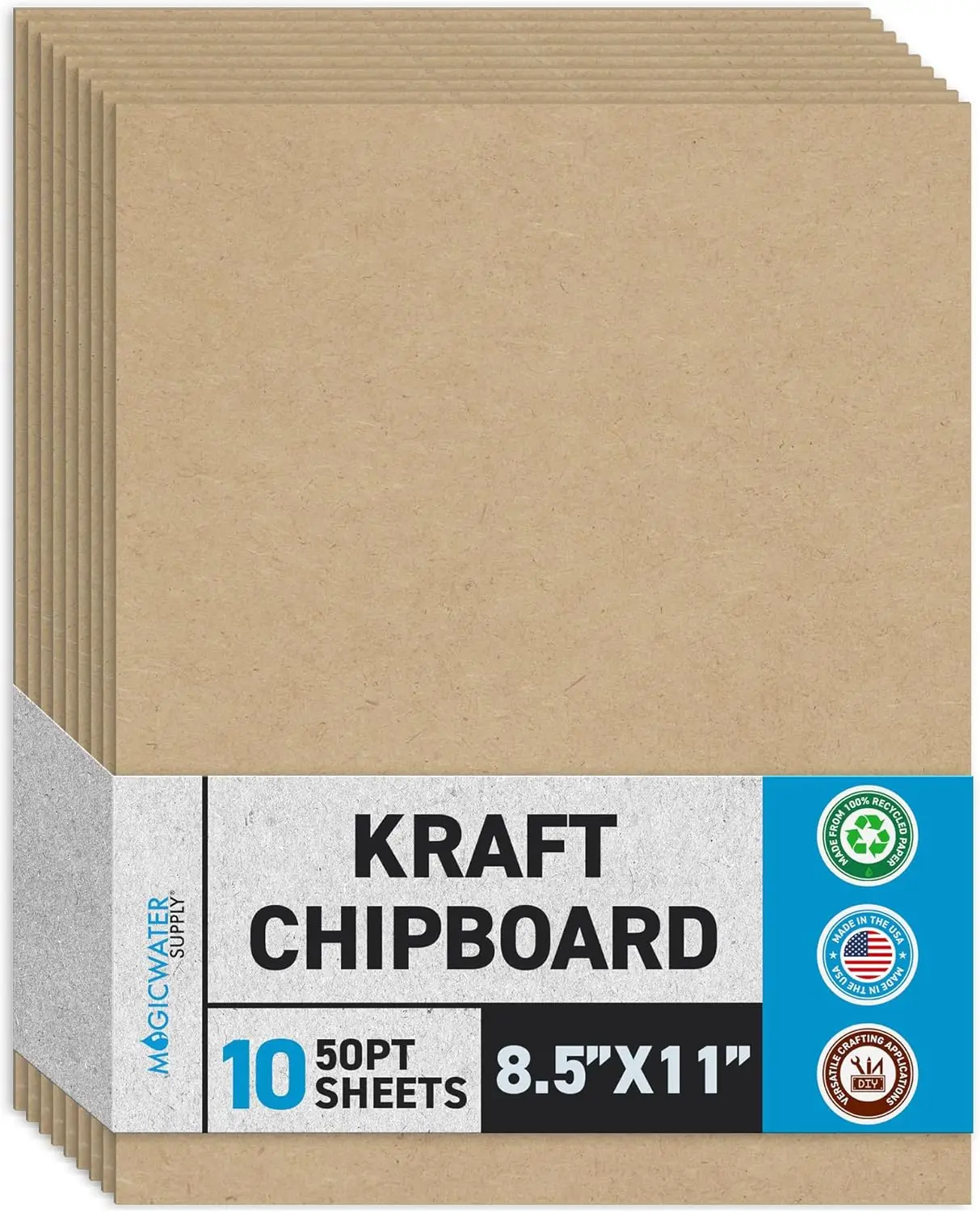 

Chipboard Sheets 8.5x11 Inch 10 Pack 50pt Heavy Duty Kraft Paperboard for Scrapbooking Bookbinding Picture Frame Backing Arts