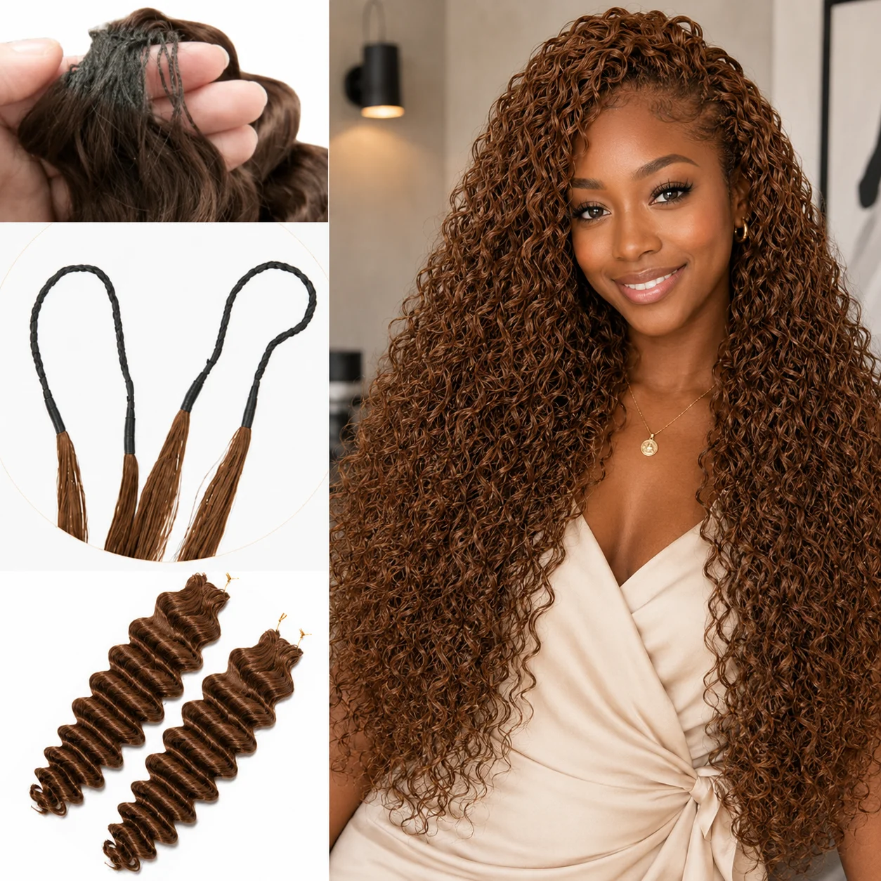 

Miracle Knots Deep Wave Raw Human Crochet Hair Feather Invisible Knotless Crochet Human Hair For Women #4 Chocolate Brown Feathered Crochet Boho Braids Human Hair