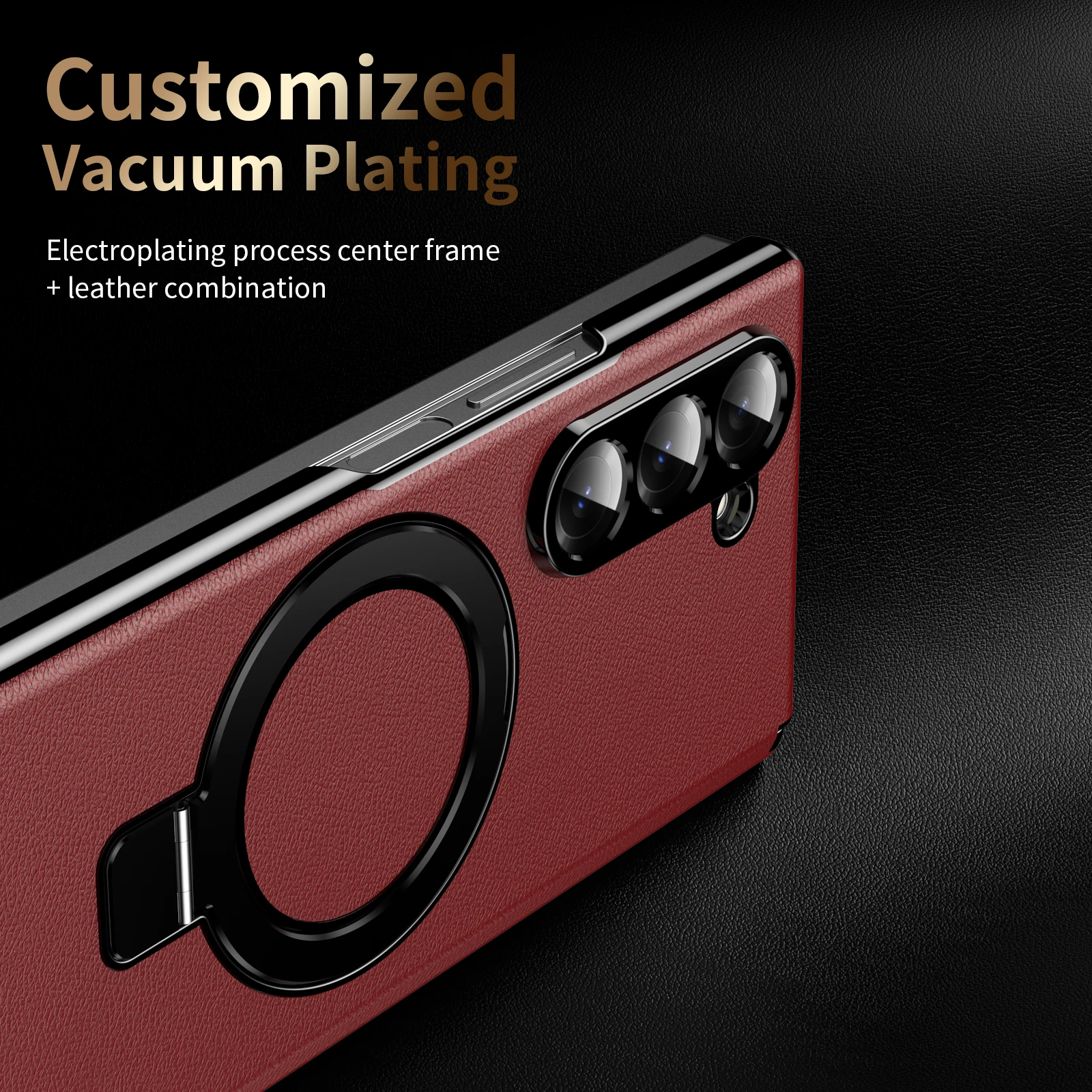 

For Samsung Galaxy Z Fold 7 6 5 4 3 Case Leather Magsafe Hinge Bracket Full Screen Glass Protective Magnetic Cover