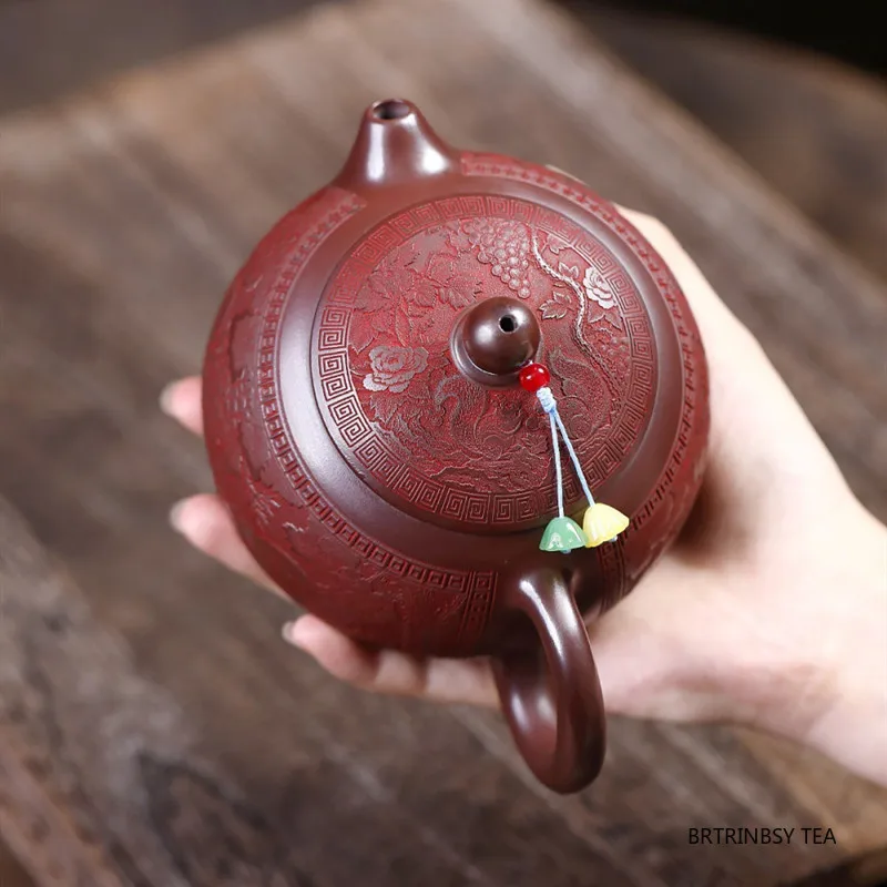Chinese Yixing Purple Clay Teapot Handmade Animals Pattern Zisha Tea Pot Household Large Capacity Kettle Tradition Tea Set 410ml - view 4