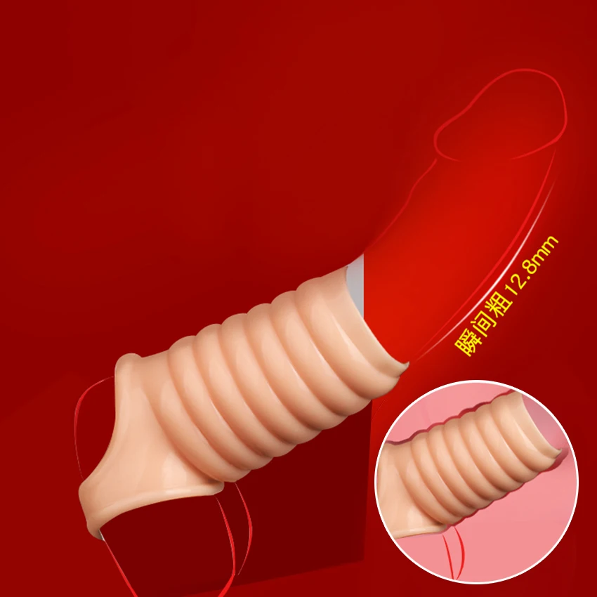 Silicone Penis Sleeves Reusable Cock Ring Extender Penis Condoms Sex Toys For Men Lasting Enlargement Adults Intimate Goods