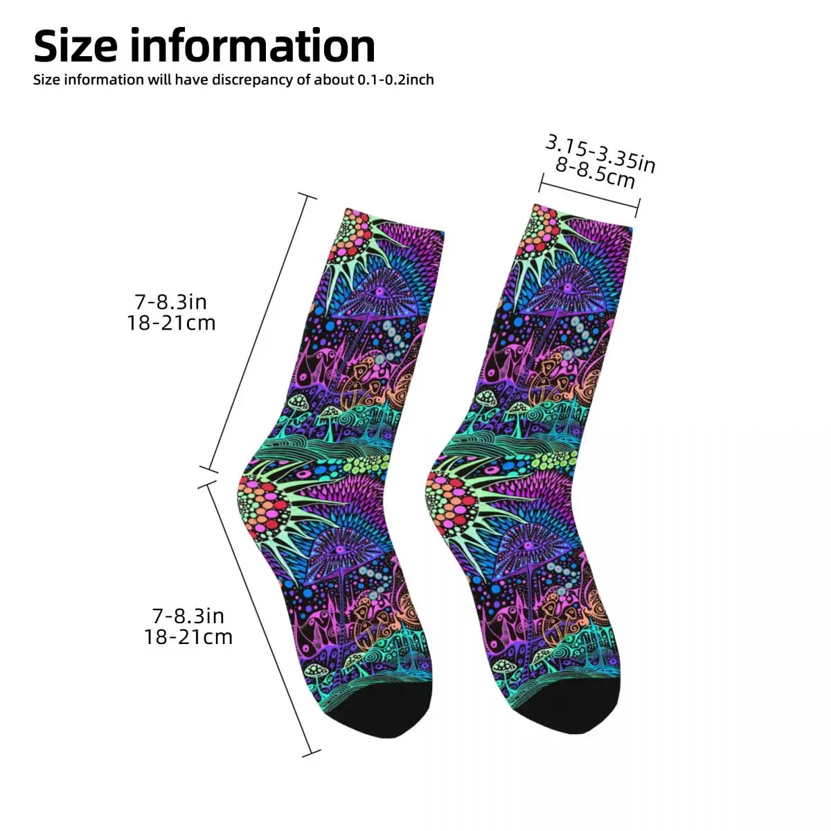 Funny Crazy Sock for Men Mushrooms On The Moon Harajuku Neon Pattern Breathable Pattern Printed Crew Sock Seamless Gift