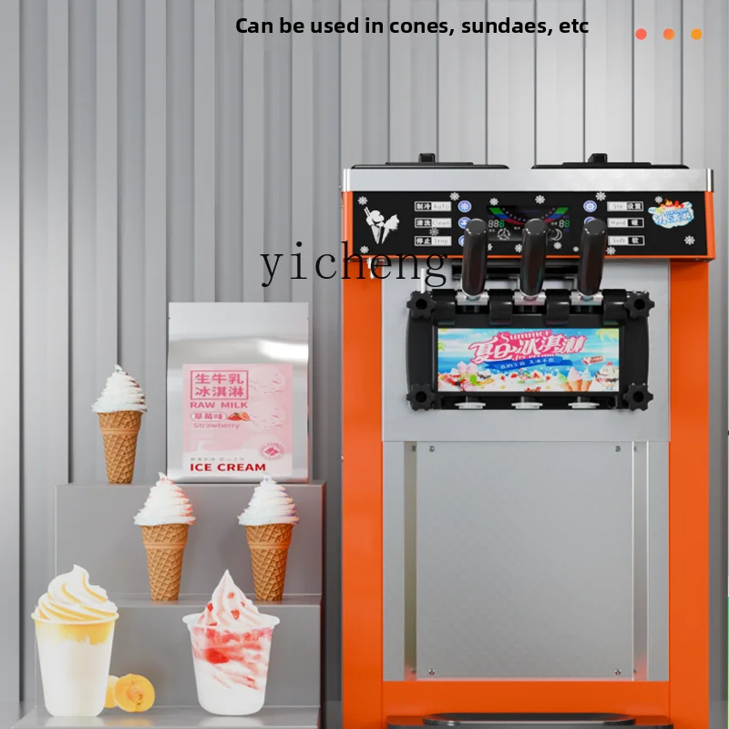 

Commercial stall fully automatic small ice cream machine three heads fast continuous sundae soft ice cream