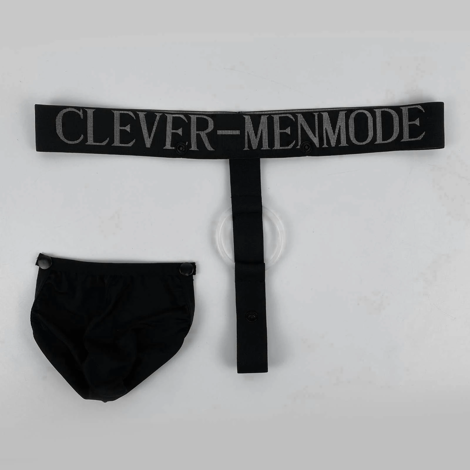 CLEVER-MENMODE Cockring Panties Men Sexy G String Thong Removable Pouch Underwear Silicone Penis Ring Lingerie Ice Silk