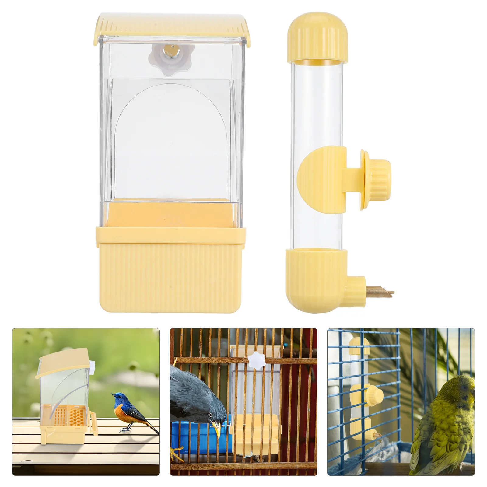 

1Set Parrot Feeder Water Dispenser Automatic Food Container Clean Husks Storage Durable Easy Various Cage Sizes