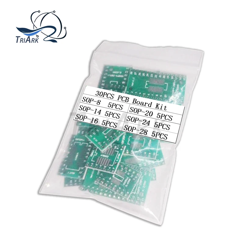 30PCS PCB Board Kit SOP 8 14 16 20 24 28 SMD Turn To DIP Adapter Converter Plate SOP8 SOP14 SOP16 SOP20 SOP24 SOP28