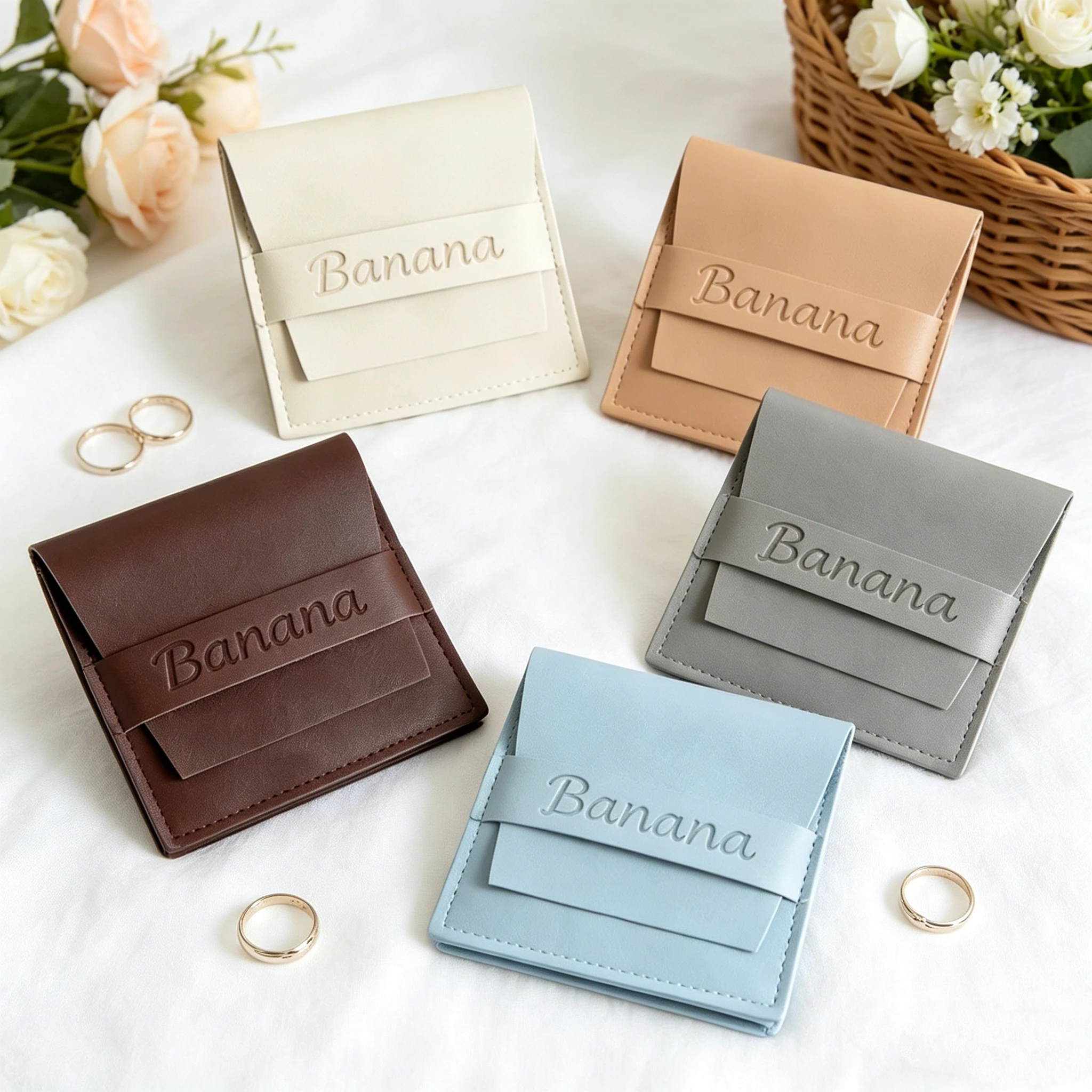 

100pcs Custom Logo PU Jewelry Bag Big Size Leather Ring Earring Bracelet Pendant Envelope Dustproof Box Gift Pouch Storage Sack