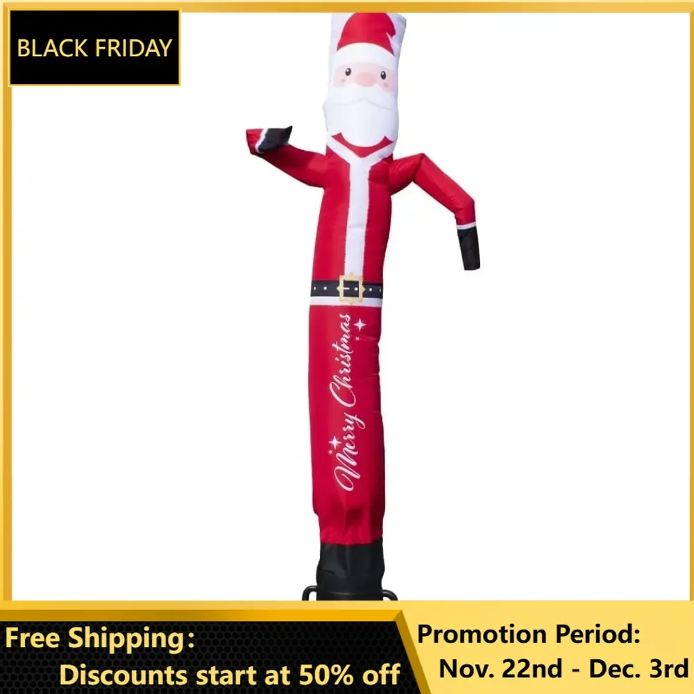 Christmas Santa Claus Inflatable Tube Man Air Powered Waving Puppet, Air Blower Motor Included with Solid Colored Dancer