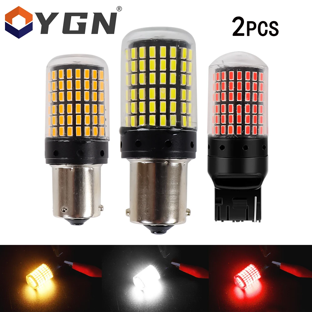 2Pcs 1156 BA15S P21W BAU15S PY21W T20 7440 W21W 3157 1157 P21/5W W21/5W LED Bulbs 144smd Led CanBus Lamp For Turn Signal Light