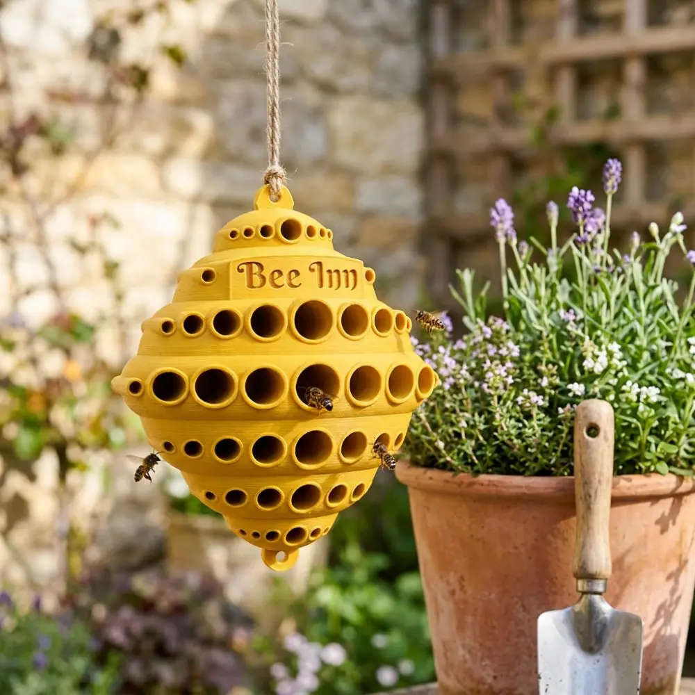 3D Printed Garden Bee Insect House Plastic Wall-Mounted Pollinator Insect Shelter Weather-Resistant Bee-Hive Shaped