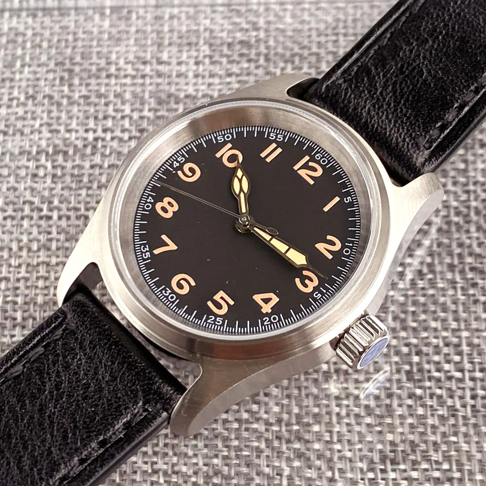 Tandorio 36mm Piloto Vidro Safira NH35A Movimento 20ATM À Prova D 'Água Mergulho Aviação Relógio Masculino Verde Luminoso