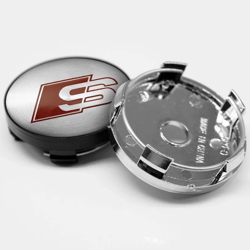 60mm Car Wheel Sticker Hub Center Caps Badge Emblem Rim Cover For Audi S RS SLine 8P A3 8v a1 s3 a6 c8 a4 b8 Quattro Car Styling