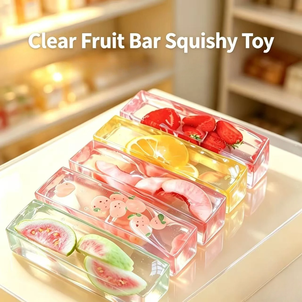 Fruit Bar Squishy Toy, Slow Rising Stress Relief Fidget Toy, Viral Sensory Squeeze Food Toy for Anxiety Relief, Soft Moldable Je