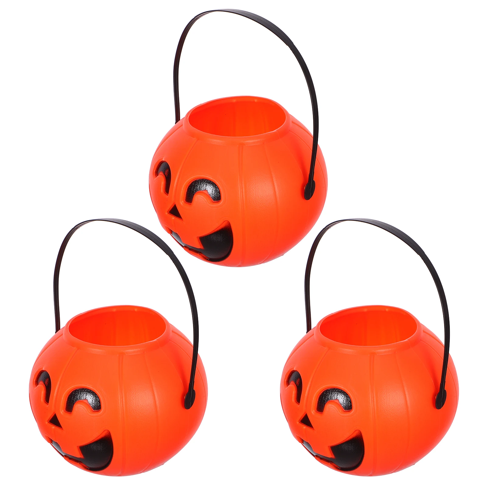 

3 Pcs Pumpkin Bucket Candy Halloween Buckets for Trick Treat Decor Basket Container Toddler Plastic Child