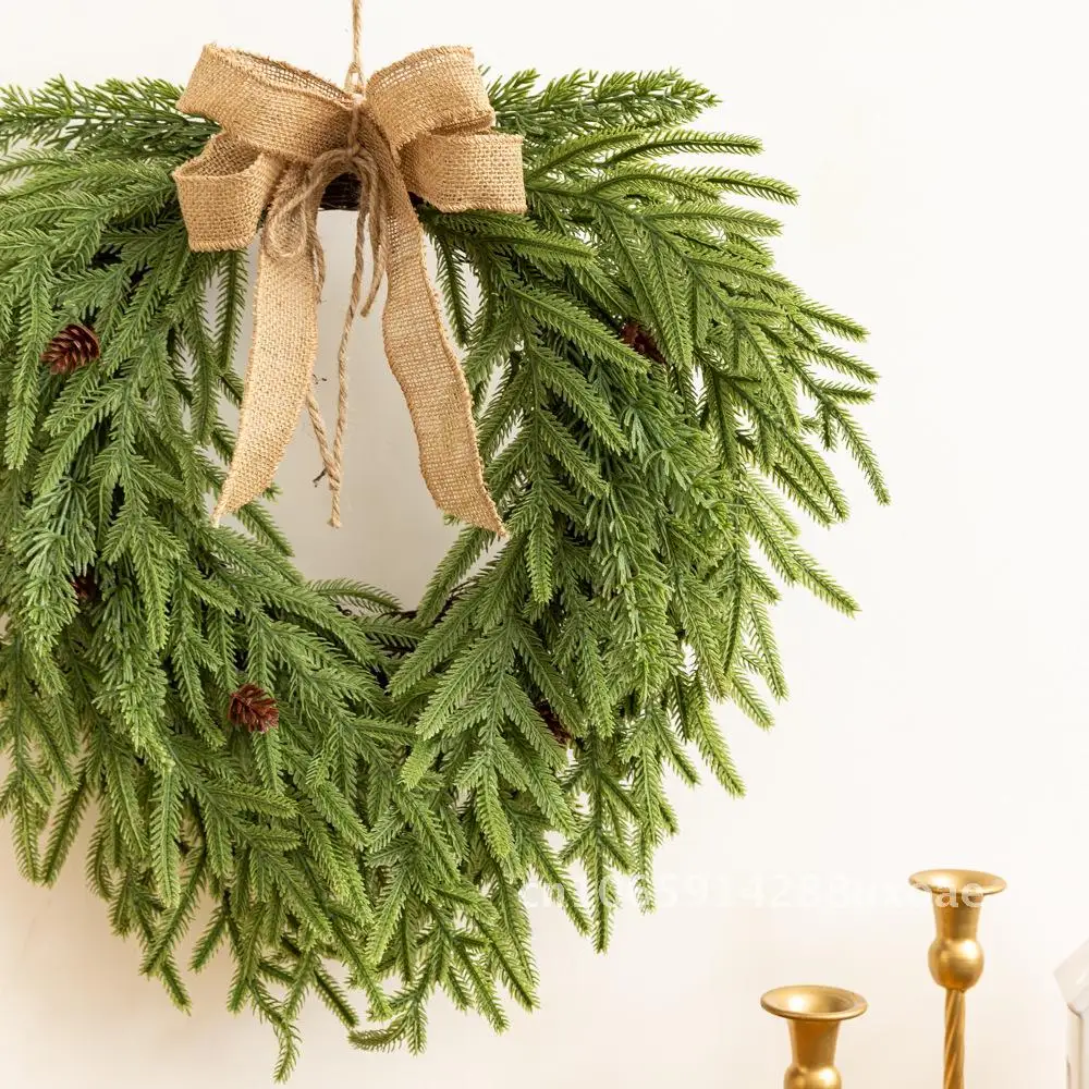 مادة جديدة لعيد الميلاد ملمس على شكل قلب إكليل الباب الأمامي معلق ديكورات المنزل حلي معلقة