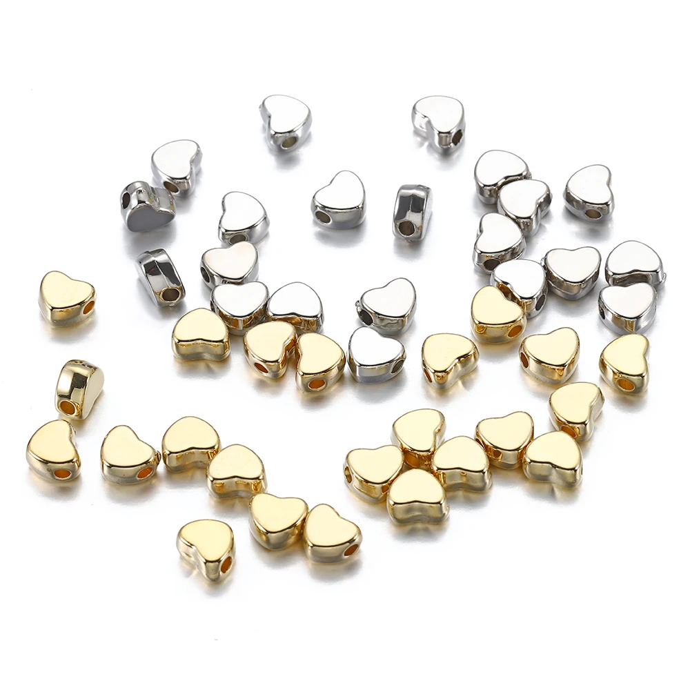 100 pièces/lot environ 6mm coeur d'amour couleur or couleur argent entretoise ample CCB perles acryliques bijoux à bricoler soi-même faisant des résultats