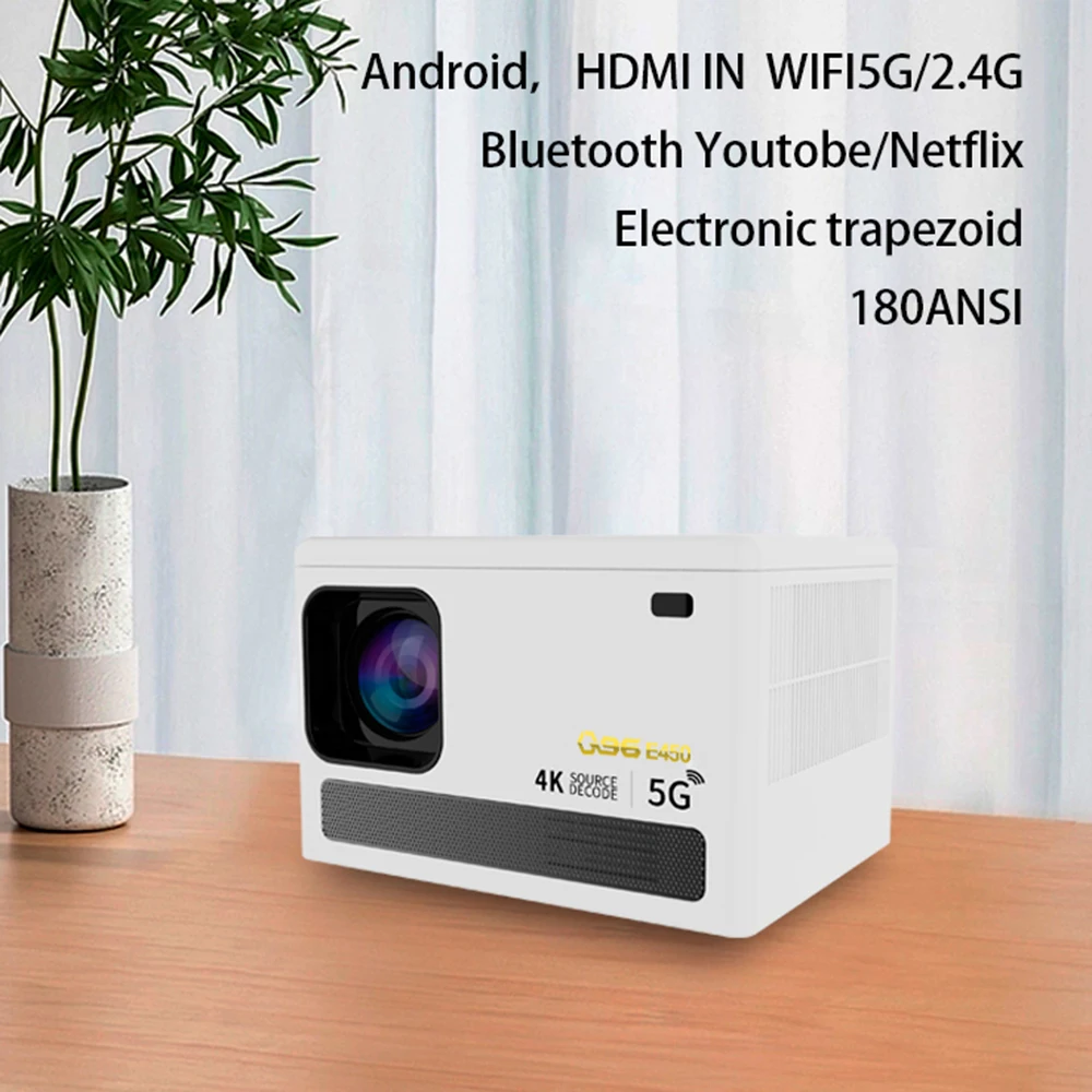 E450 8K HD Projector Dual Band 5G WIFI 500 ANSI Bluetooth Projector WIFI 6.0 Smartphone Same Screen Projector Home Projector