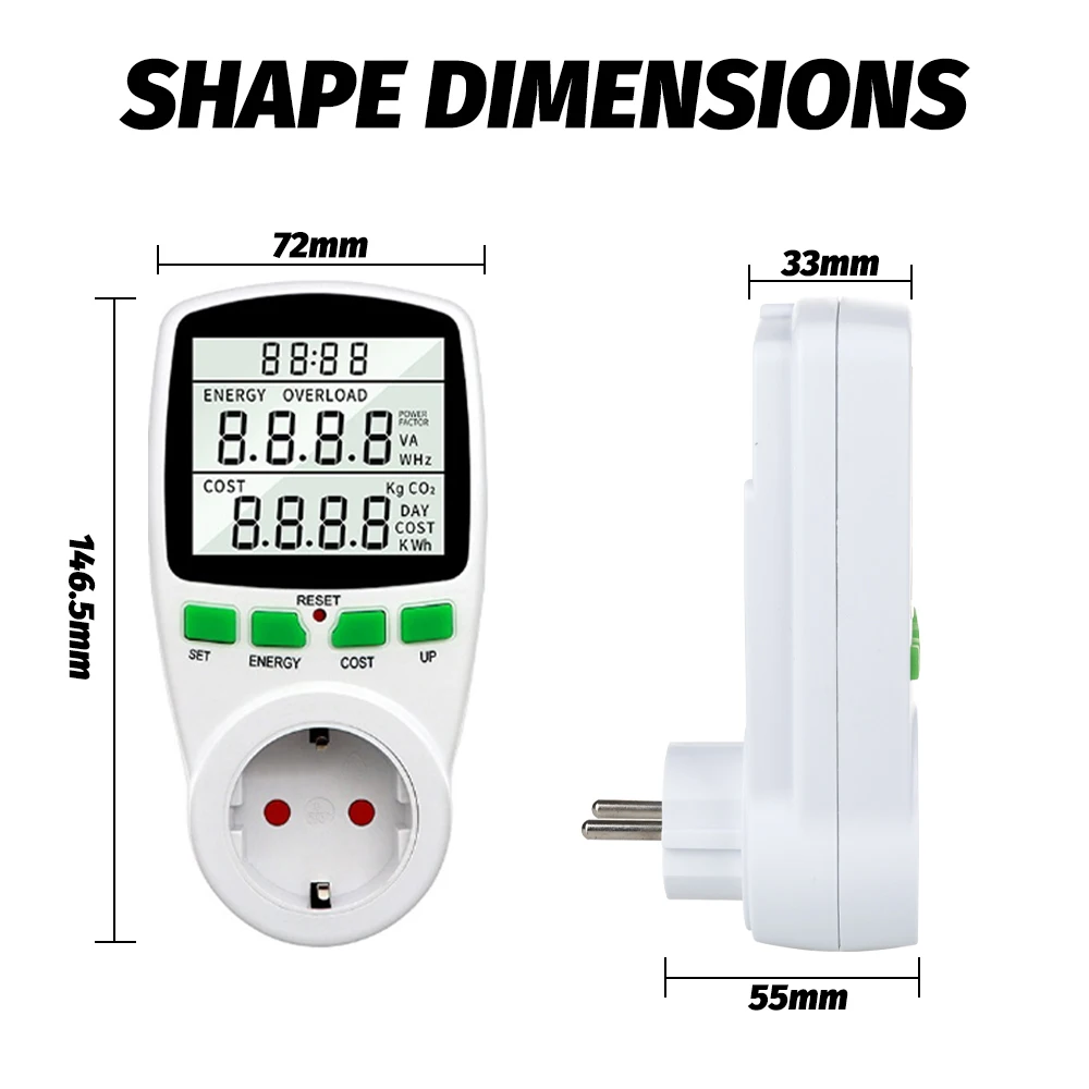 Digital Power Meter Wattmeter Billing Timing Socket Energy Meter KWh Voltage Current Frequency Electricity Monitor EU Plug