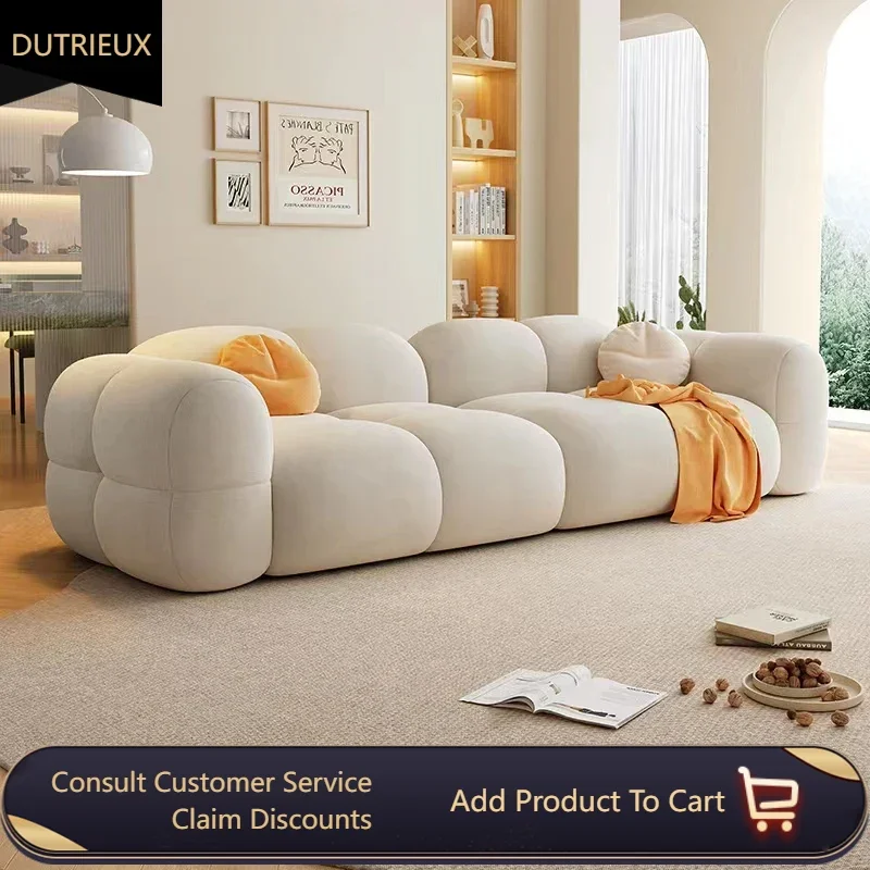 

French White Sofas Puffs Plush Fleece Modern Sofa Simple Luxury Sillon Relax Reclinable Para Salon Living Room Furniture