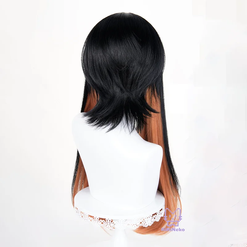 Peruka do cosplayu Anime Amo Empool, długa peruka Amo Enpūru ombre, czarno-pomarańczowa, na Comicon, Halloween, imprezę, dla dorosłych kobiet i mężczyzn.