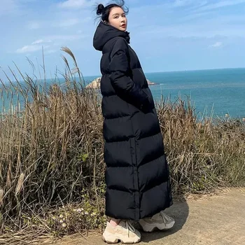 المرأة اضافية طويلة سميكة فستان من القطن ، سليم صالح ، المفاجئة على ، أحادية اللون ، يندبروف ، مقنعين ، معطف دافئ ، باركاس ، المرأة ، الشتاء ، جديد